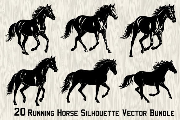 Download 20Running Horse Silhouette Vector Bundle - Silhouette vector bundle Collection
